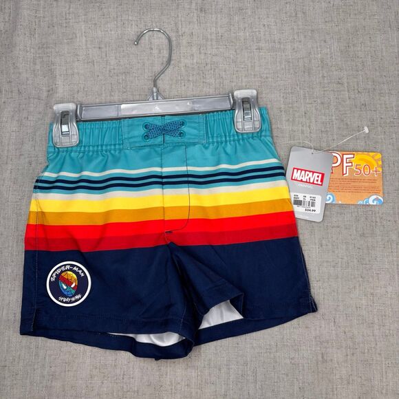 NWT Disney Marvel Spider-Man Long Sleeve‎ Rash Guard & Swim Trunks Spidey Boys 4 - Picture 4 of 7